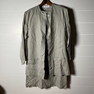 100% LINEN: Sara Campbell Sheath and Dress Coat Size 6 Taupe